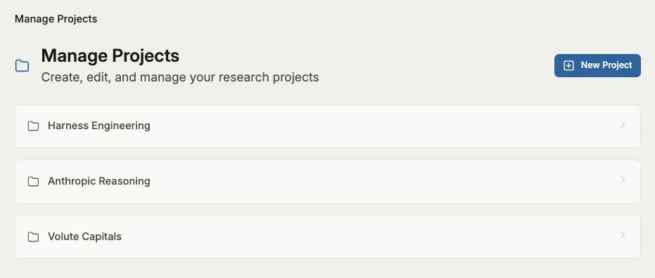 Create Project UI