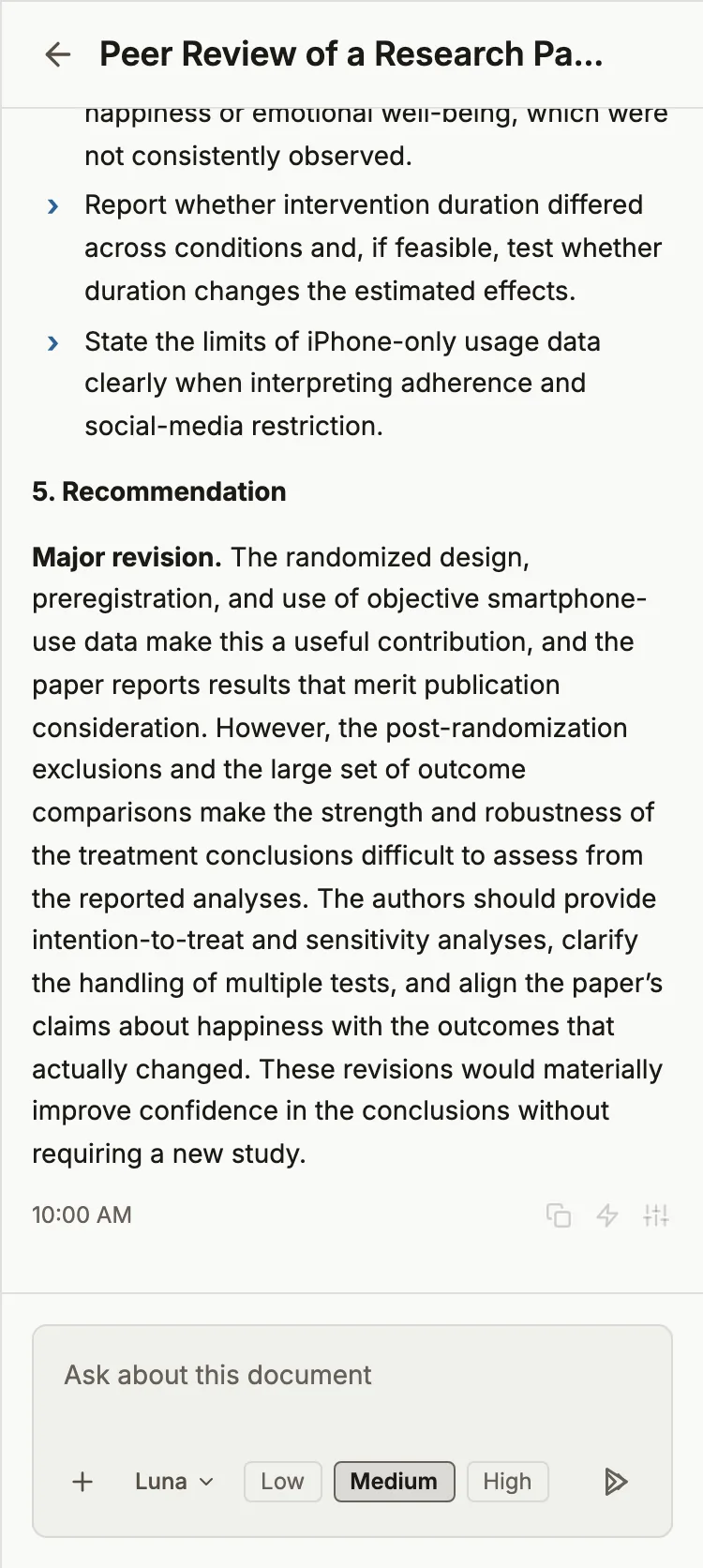 The recommendation closes the report